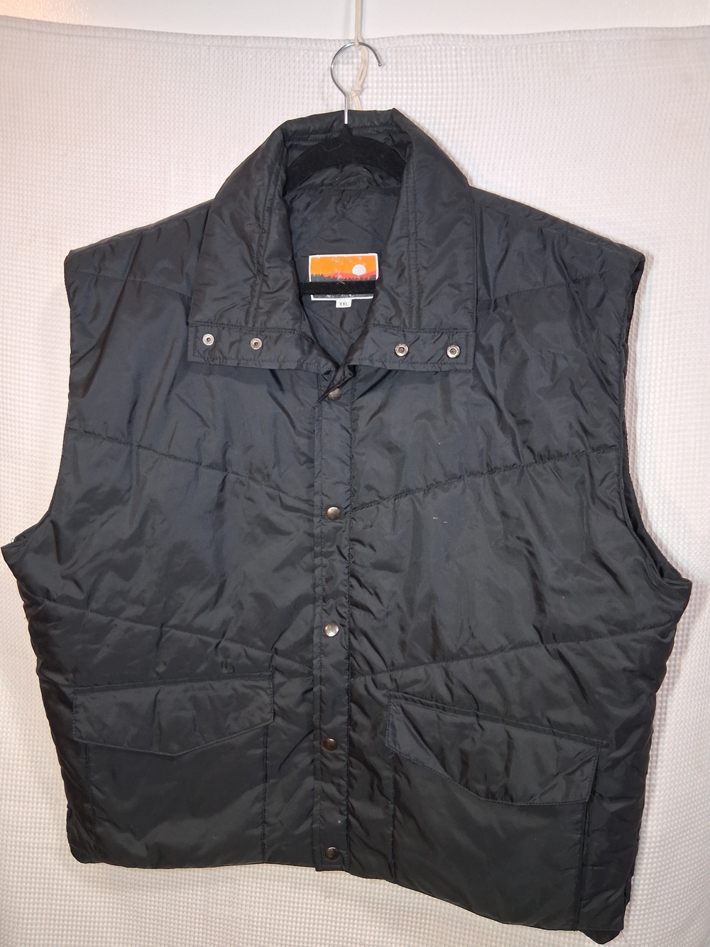 Vintage Ozark Trail Puffer Black Quilted Snap-Front Men's Vest